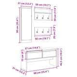 Ensemble de meubles de couloir 4 pcs noir bois d'ingénierie