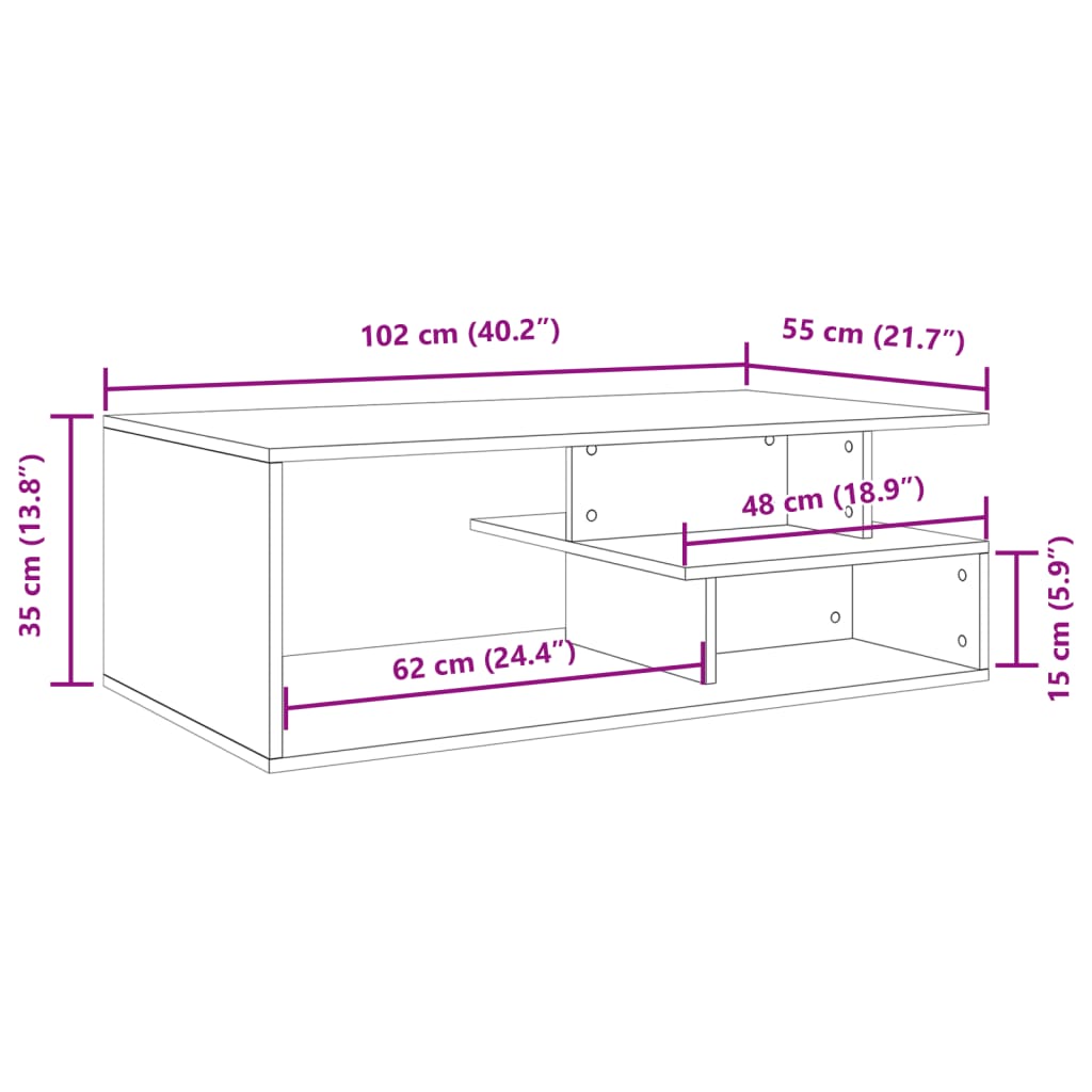 Table basse noir 102x55x35 cm bois d'ingénierie