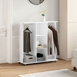 Wardrobe with wheels white 102x38x110 cm engineered wood