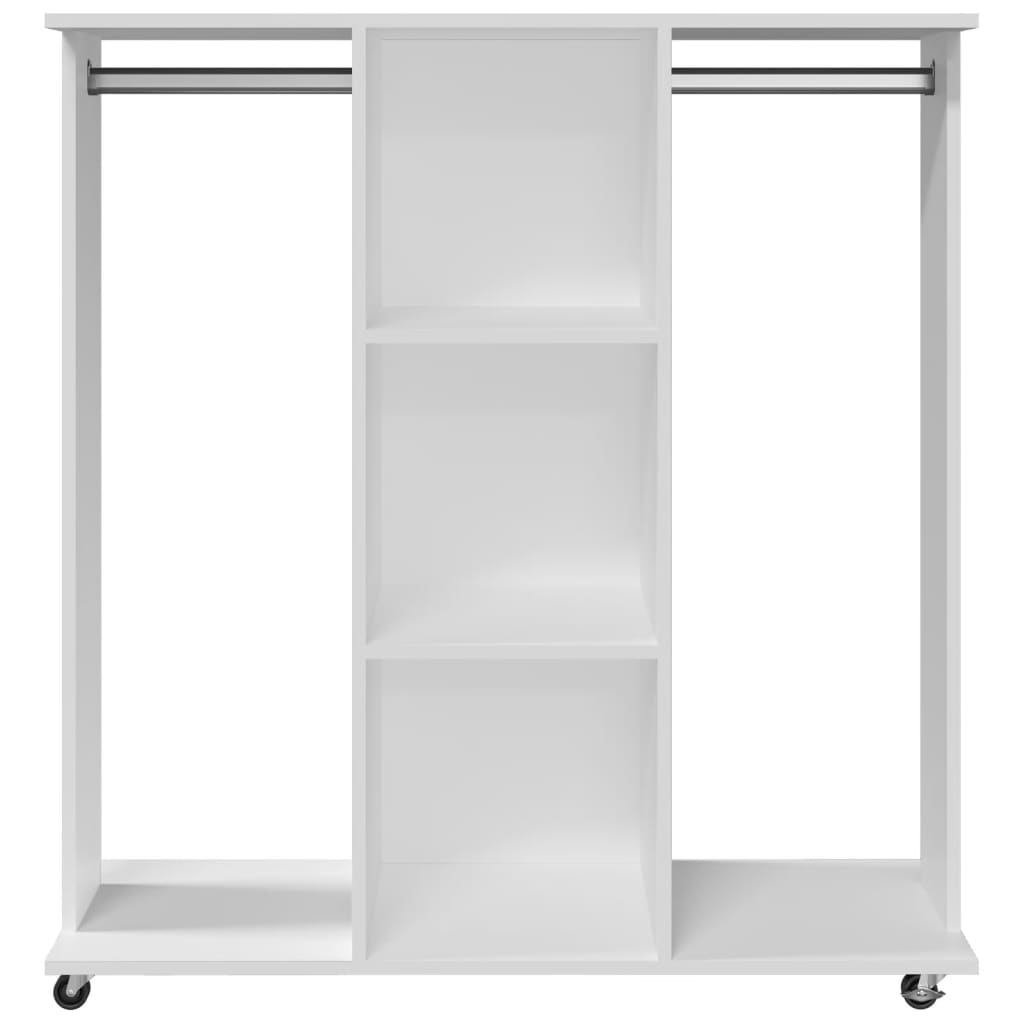 Wardrobe with wheels white 102x38x110 cm engineered wood