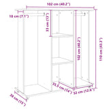 Wardrobe with wheels white 102x38x110 cm engineered wood