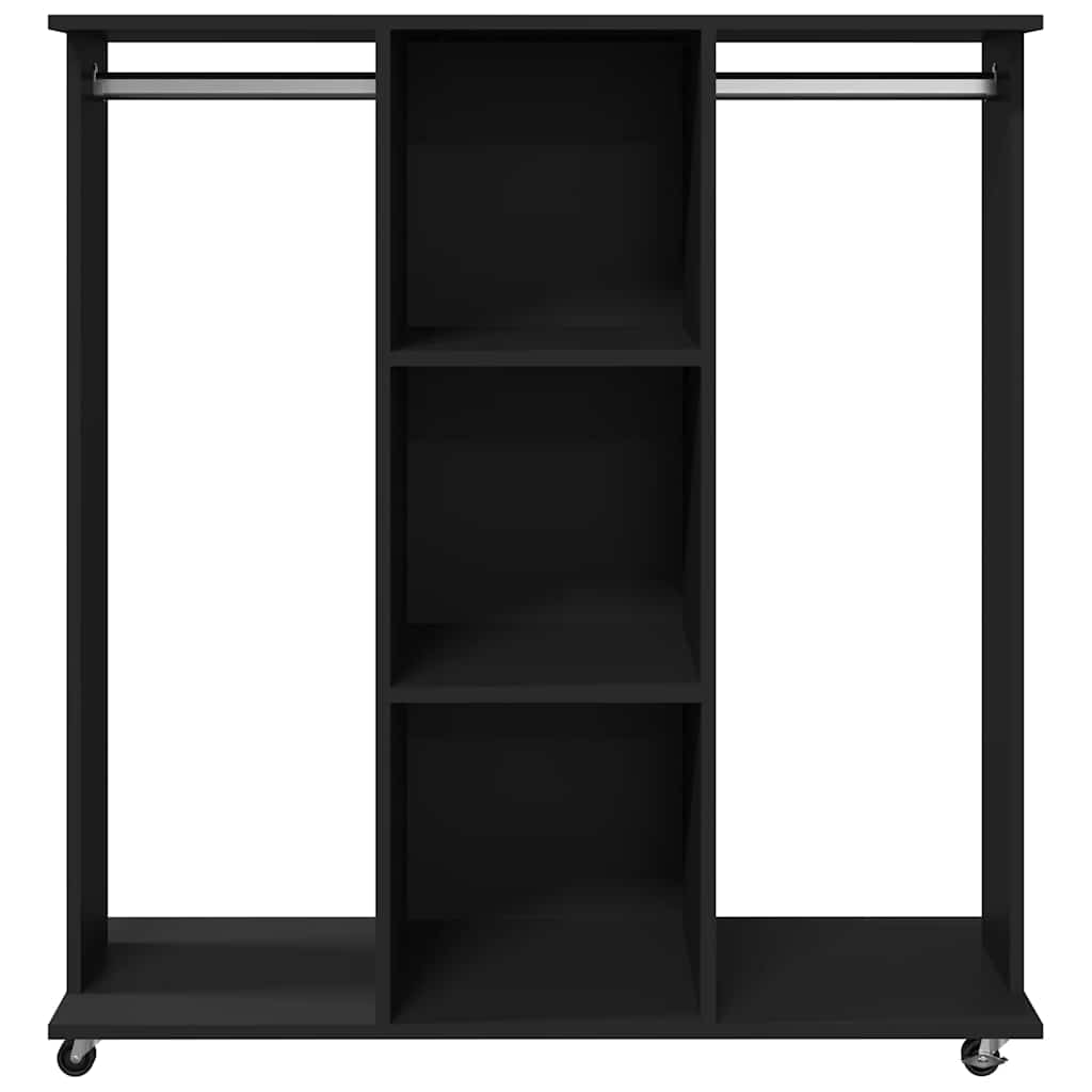 Garde-robe avec roues noir 102x38x110 cm bois d'ingénierie