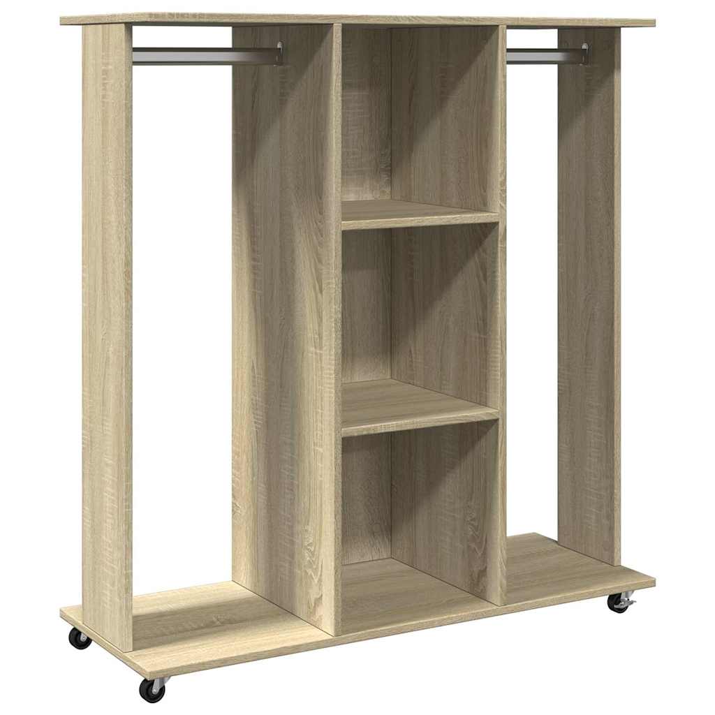 Garde-robe avec roues chêne sonoma 102x38x110cm bois ingénierie