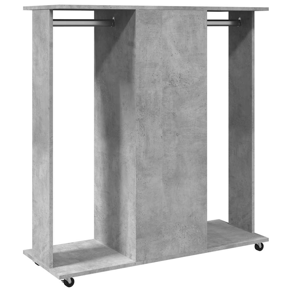 Garde-robe avec roues gris béton 102x38x110cm bois d'ingénierie