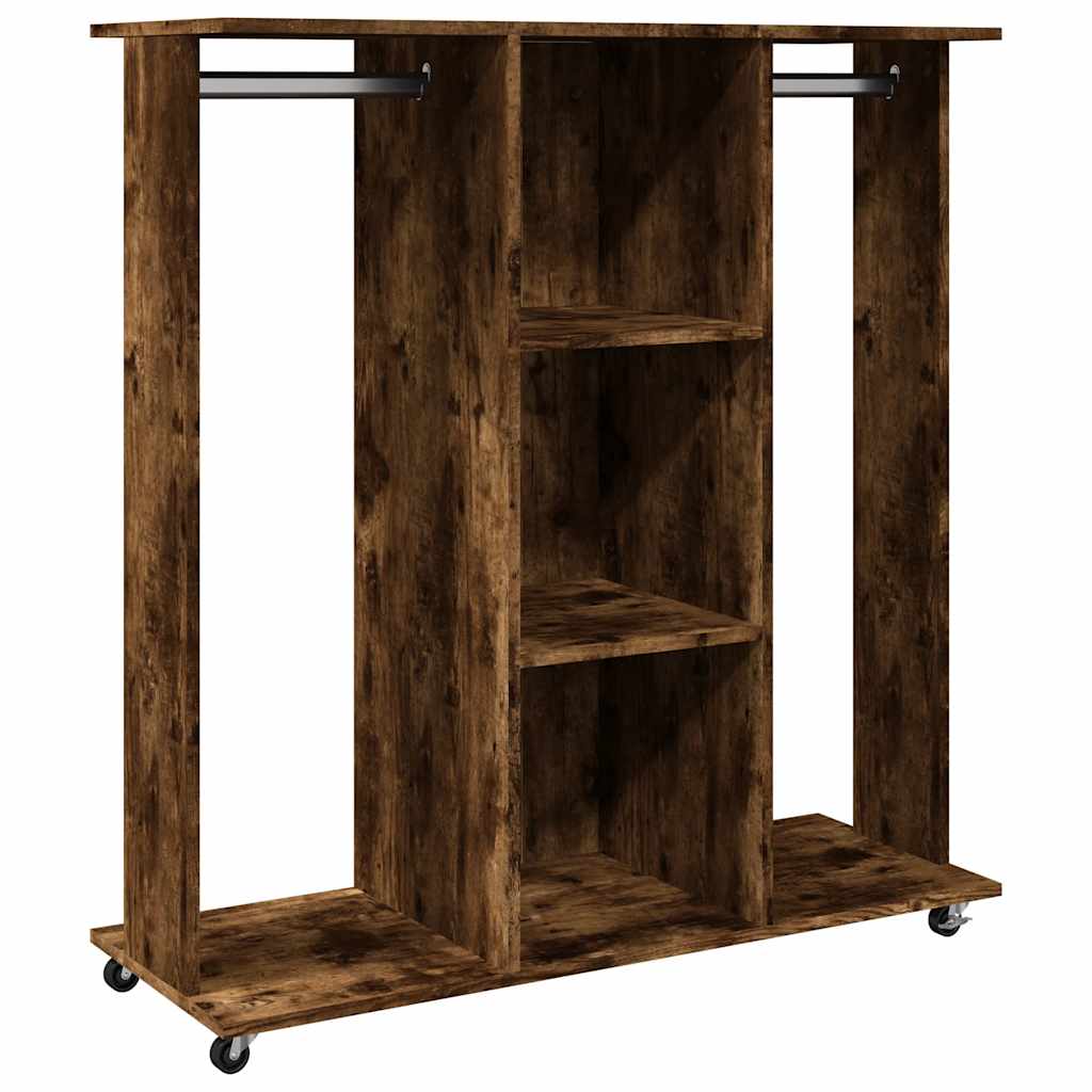 Garde-robe avec roues chêne fumé 102x38x110cm bois d'ingénierie