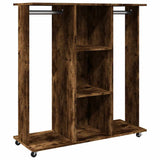 Garde-robe avec roues chêne fumé 102x38x110cm bois d'ingénierie