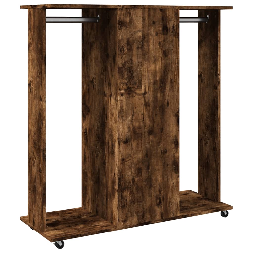 Garde-robe avec roues chêne fumé 102x38x110cm bois d'ingénierie