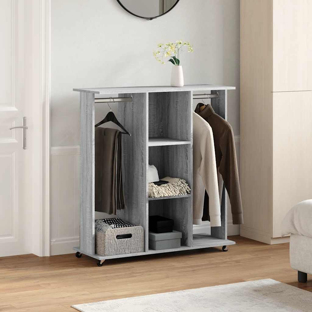 Garde-robe avec roues sonoma gris 102x38x110 cm bois ingénierie