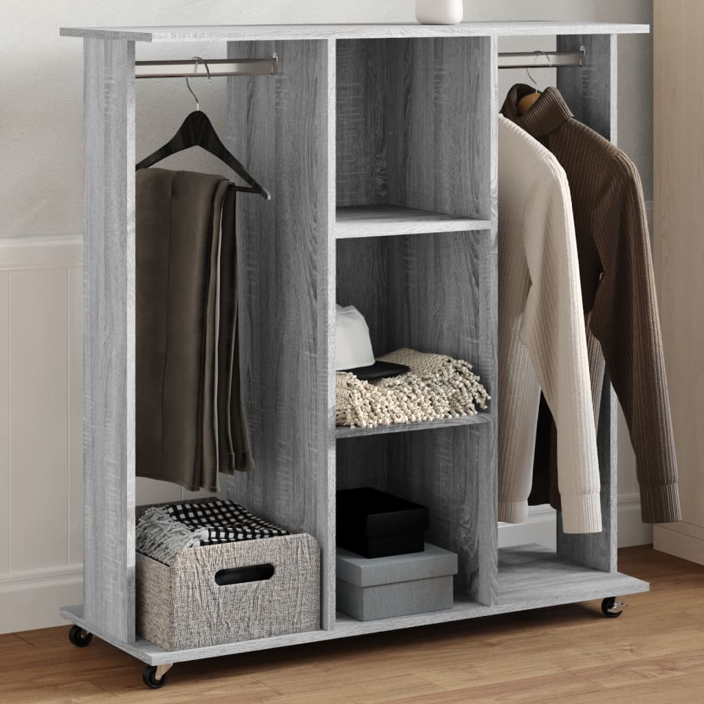 Garde-robe avec roues sonoma gris 102x38x110 cm bois ingénierie