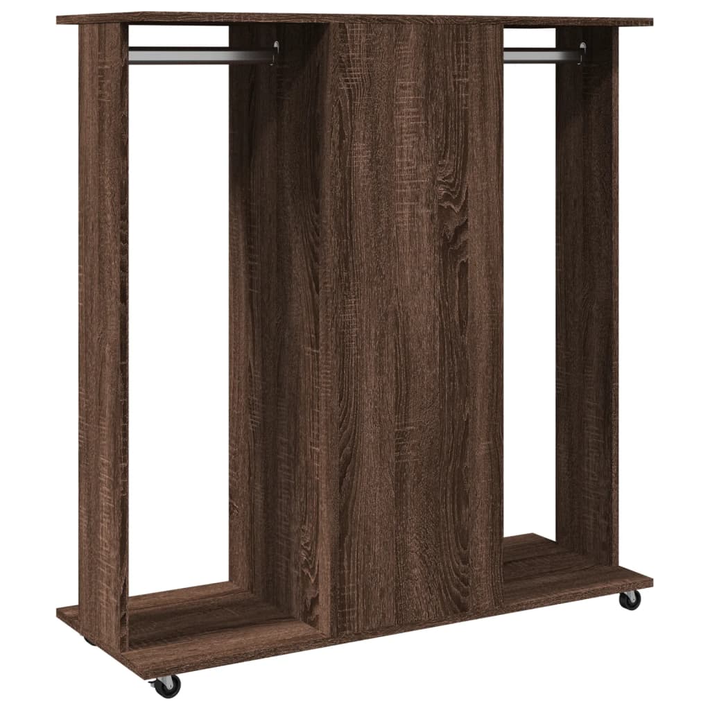 Garde-robe avec roues chêne marron 102x38x110cm bois ingénierie