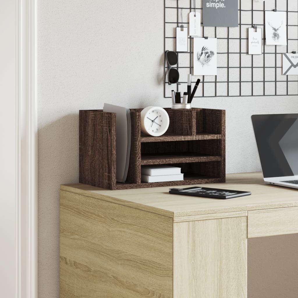 Desk Organizer Oak Brown Engineered Wood