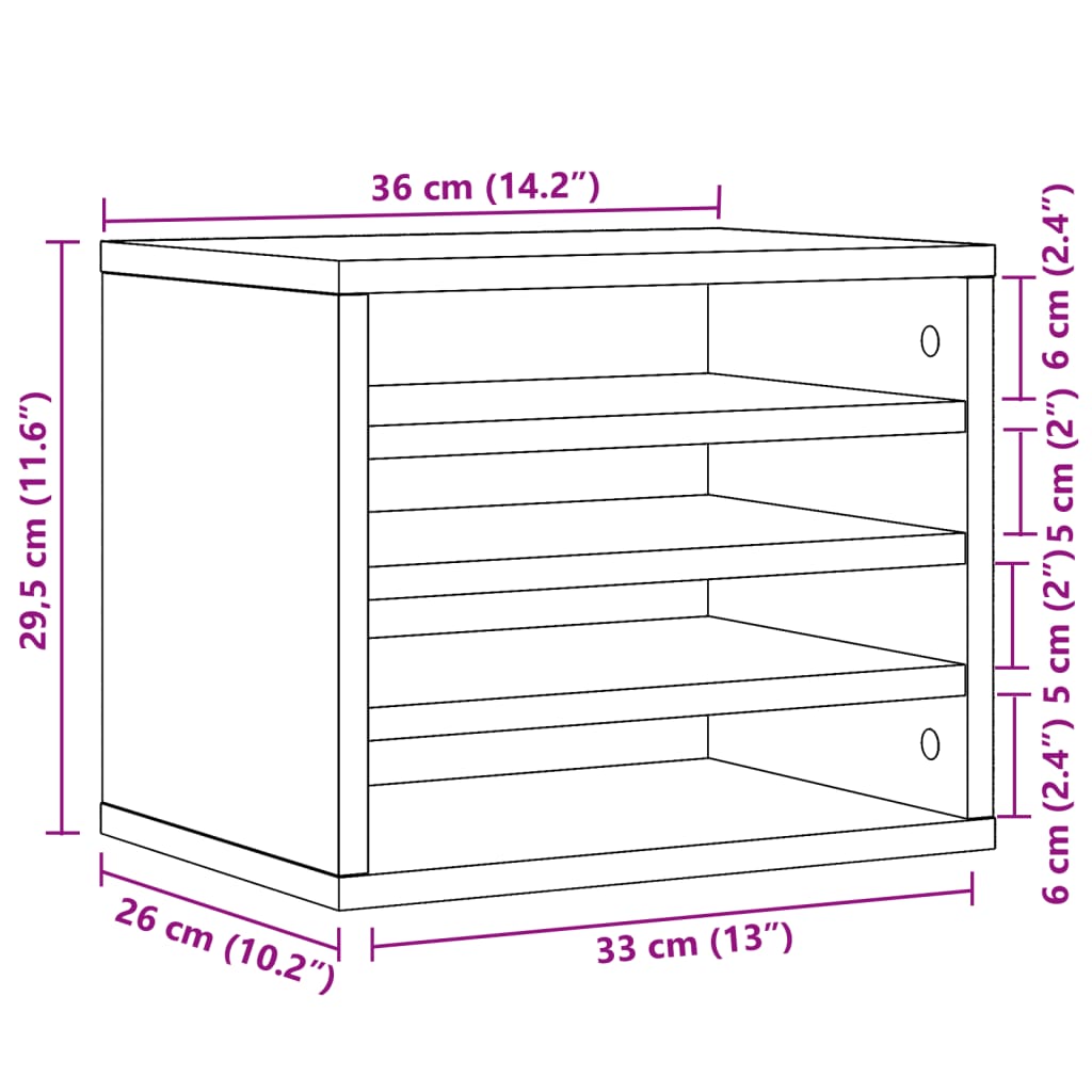 White Desk Organizer 36x26x29.5 cm Engineered Wood