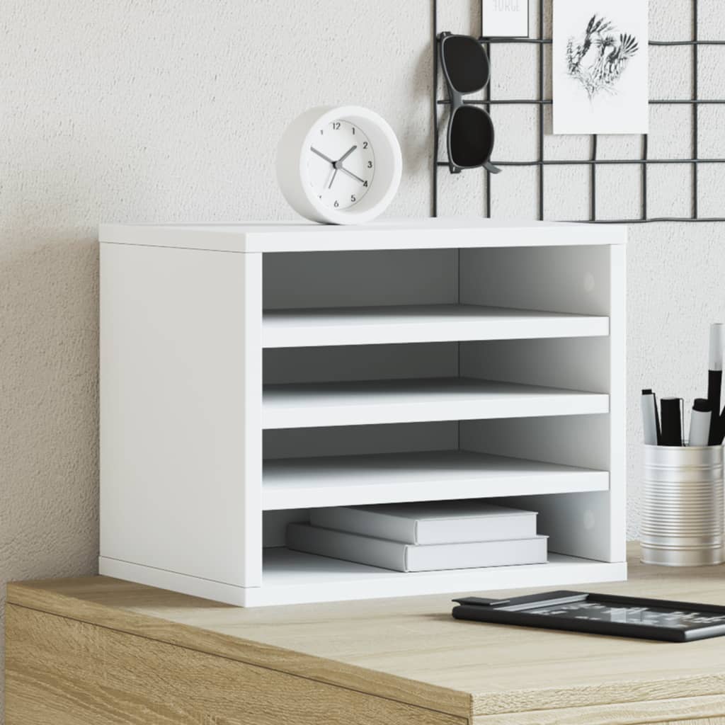 White Desk Organizer 36x26x29.5 cm Engineered Wood