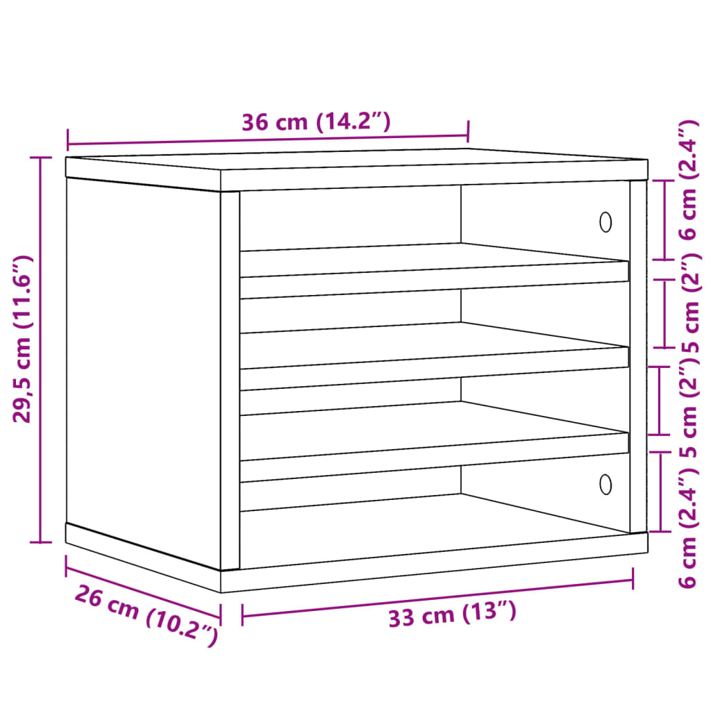 Organisateur de bureau noir 36x26x29,5 cm bois d'ingénierie