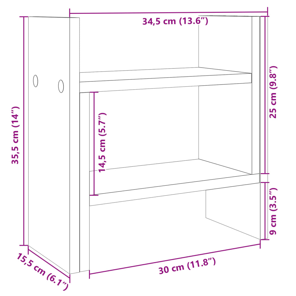 White Desk Organizer 34.5x15.5x35.5cm Engineered Wood