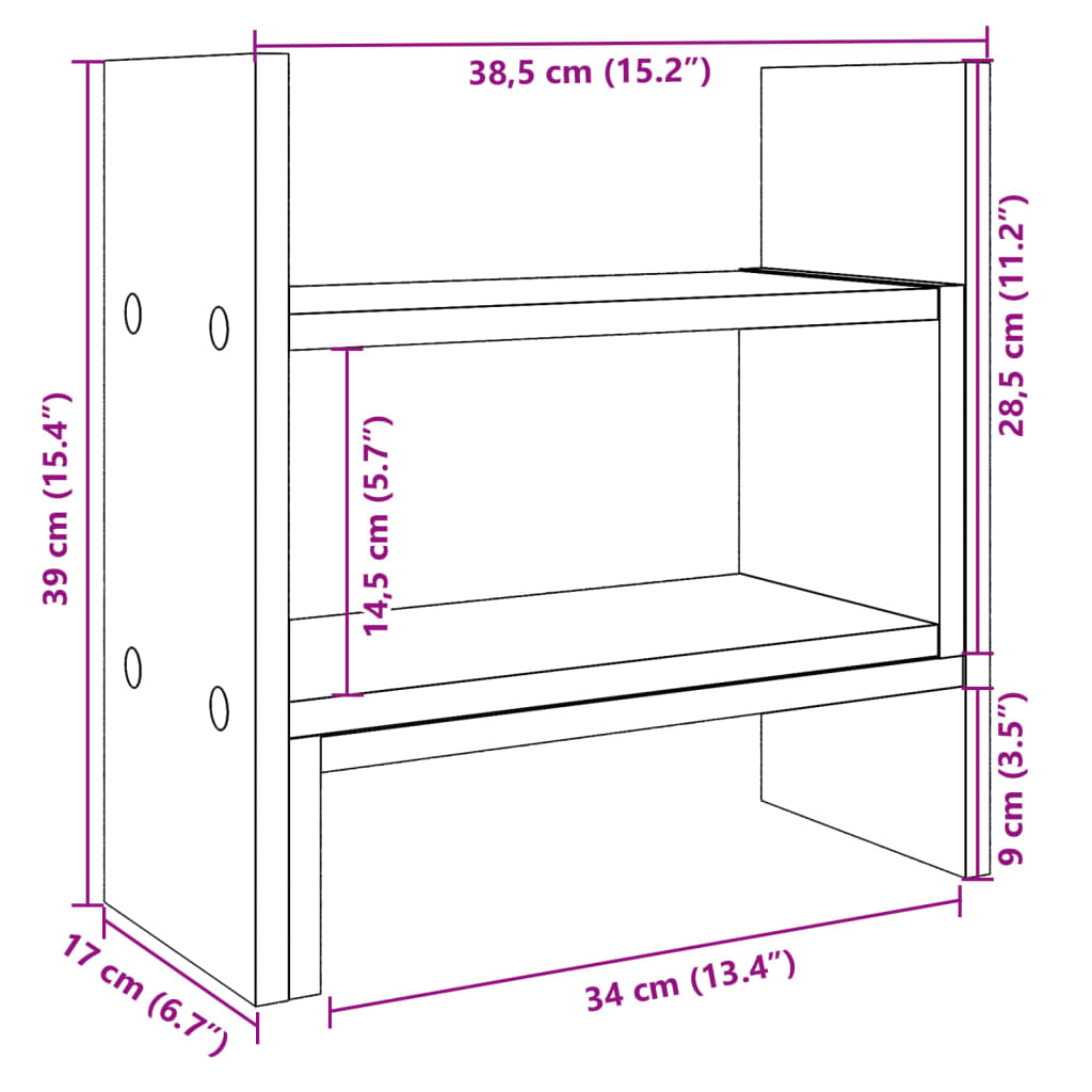 Organisateur de bureau blanc 38,5x17x39 cm bois d'ingénierie