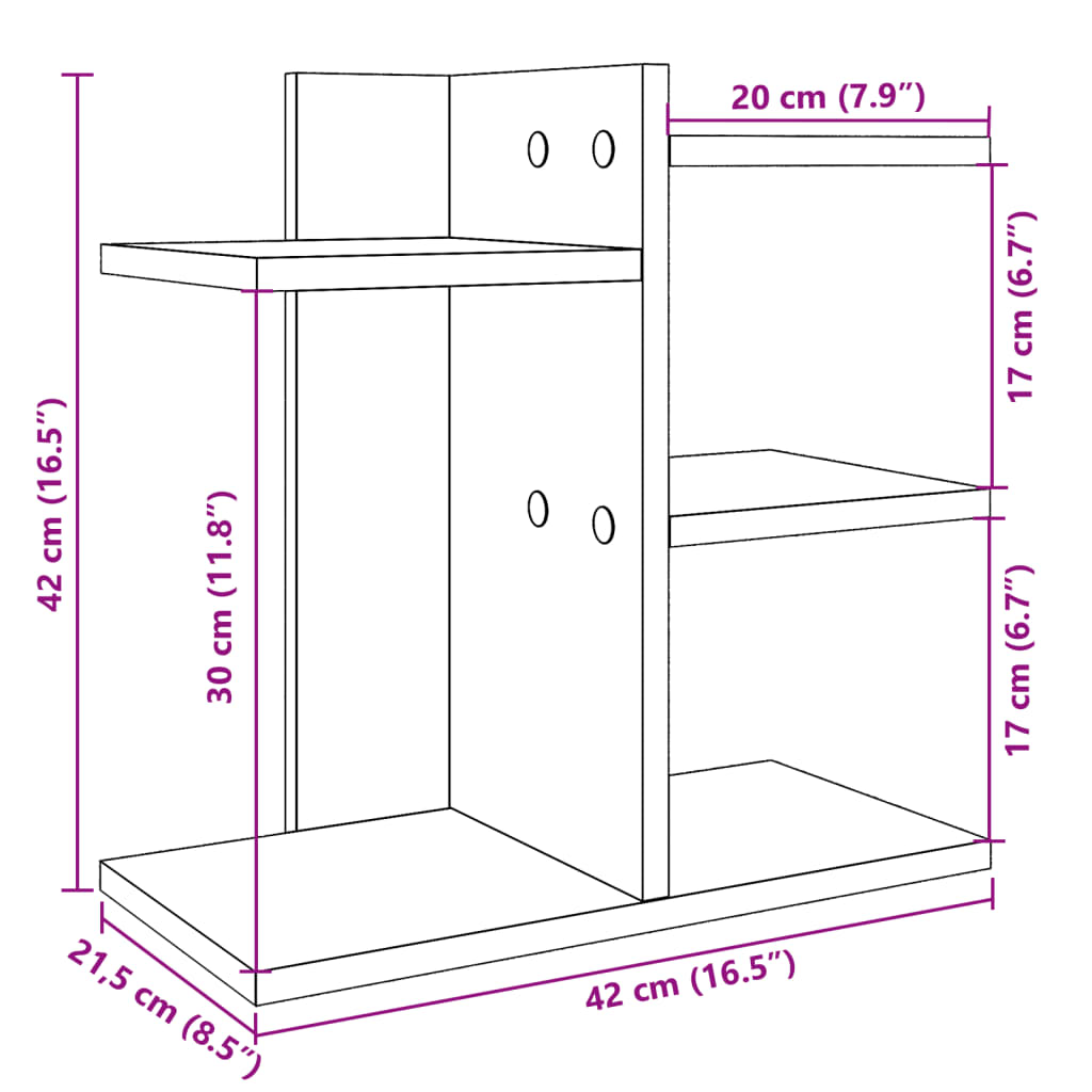 Organisateur de bureau blanc 42x21,5x42 cm bois d'ingénierie