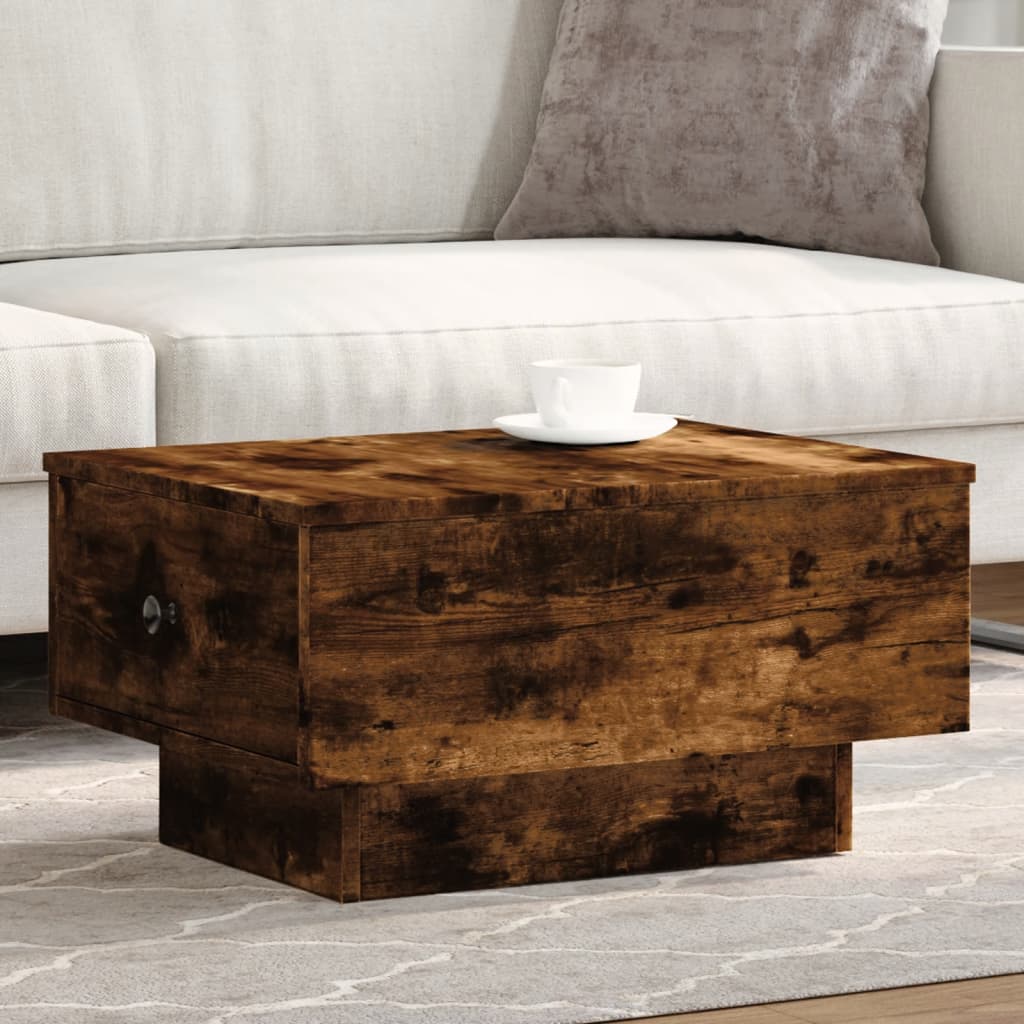 Table basse chêne fumé 60x45x31 cm bois d'ingénierie