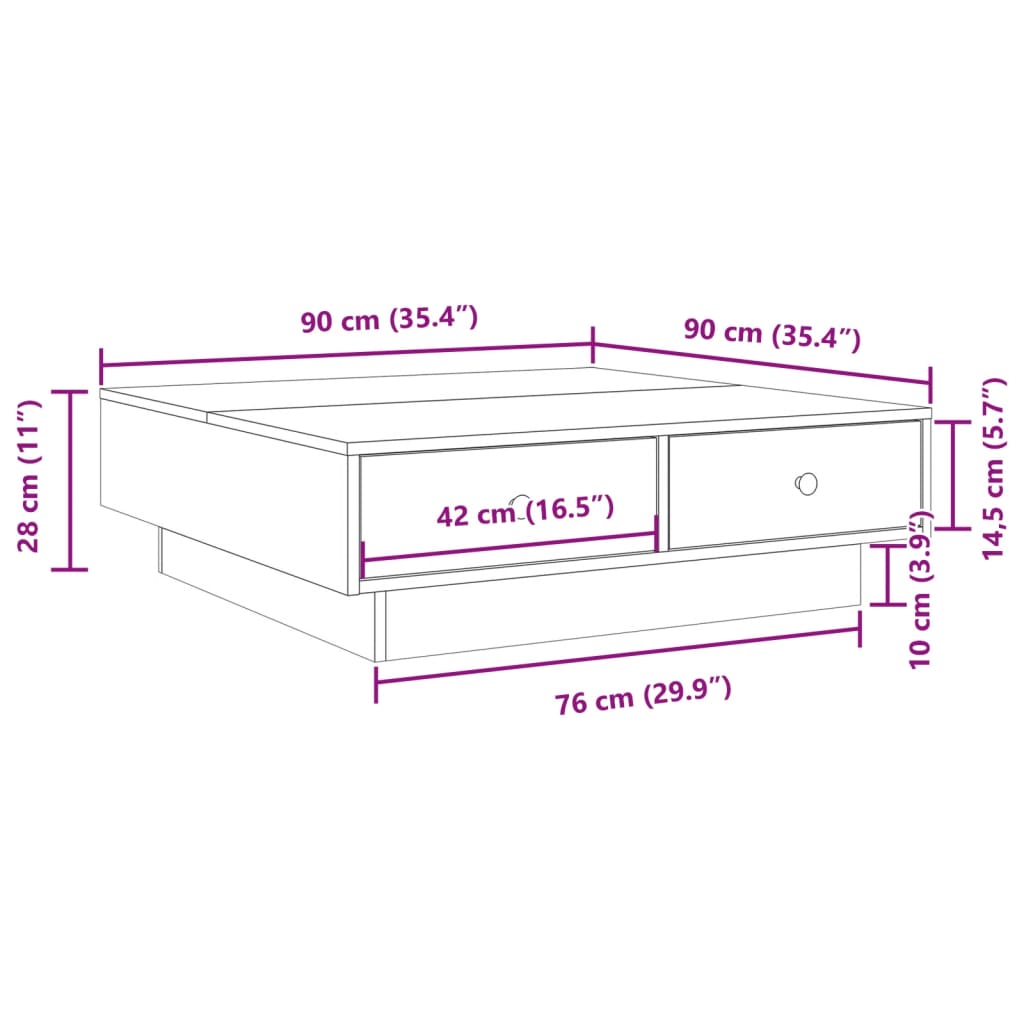 Table basse Blanc 90x90x28 cm Aggloméré