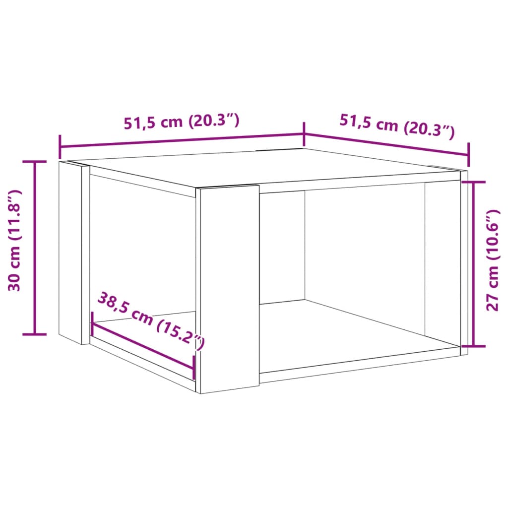 Table basse blanc 51,5x51,5x30 cm bois d'ingénierie