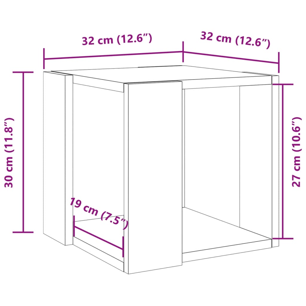 Table basse chêne sonoma 32x32x30 cm bois d'ingénierie