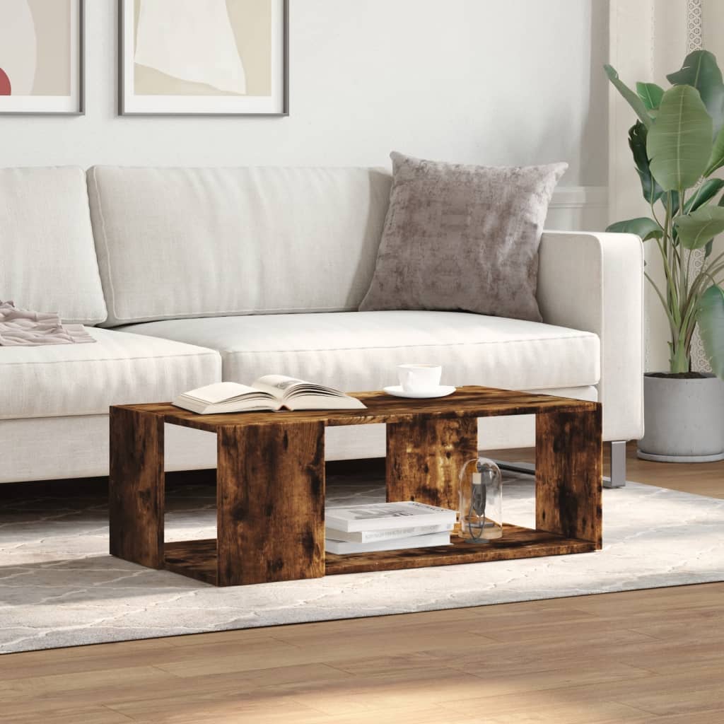 Table basse chêne fumé 89,5x48x30 cm bois d'ingénierie