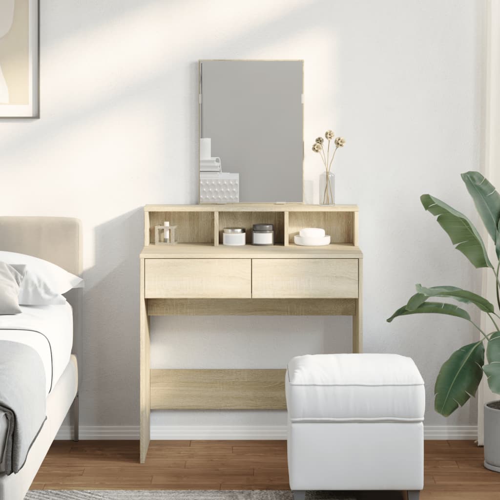 Dressing table with mirror sonoma oak 80x41x144.5 cm