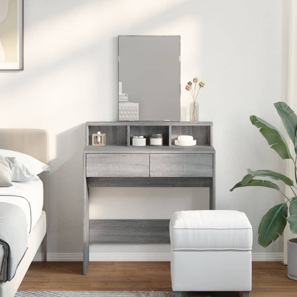 Dressing table with mirror sonoma gray 80x41x144.5 cm