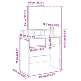 Dressing table with mirror sonoma gray 80x41x144.5 cm