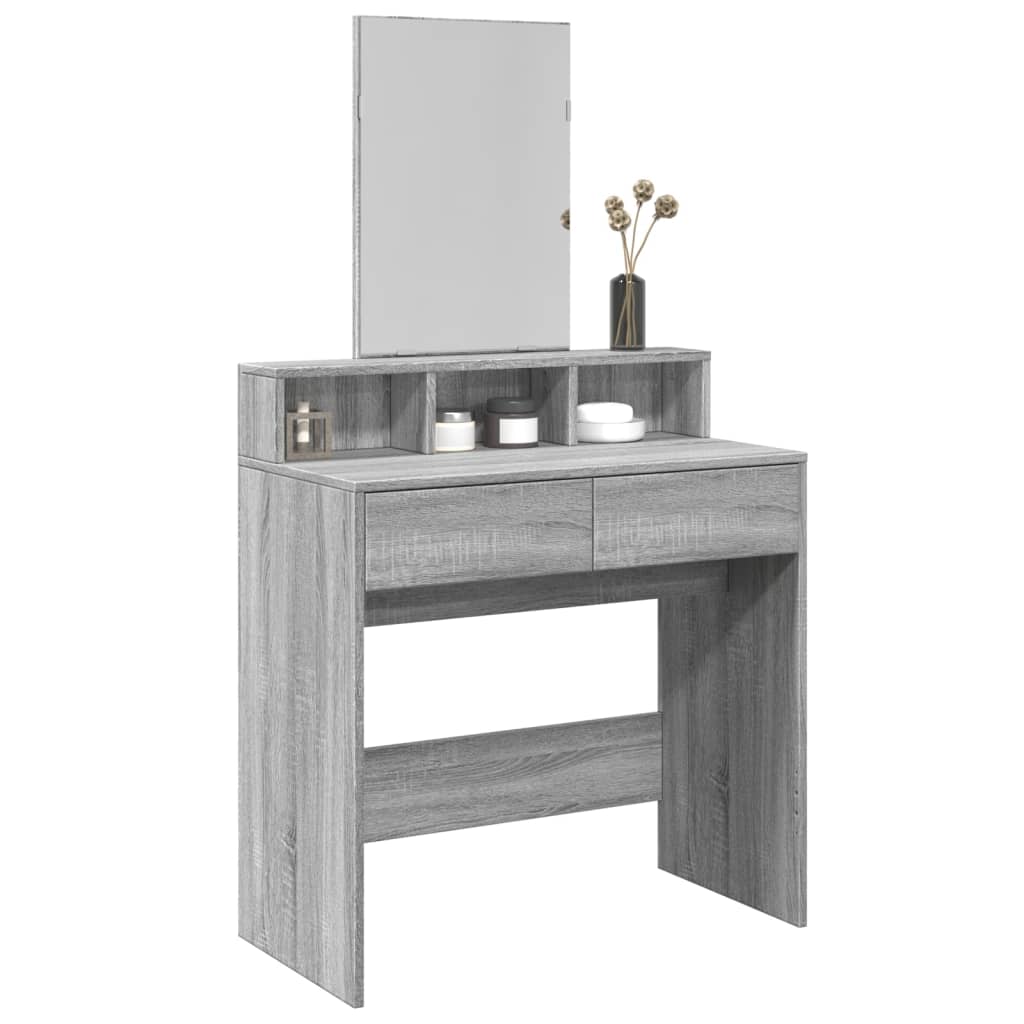 Dressing table with mirror sonoma gray 80x41x144.5 cm