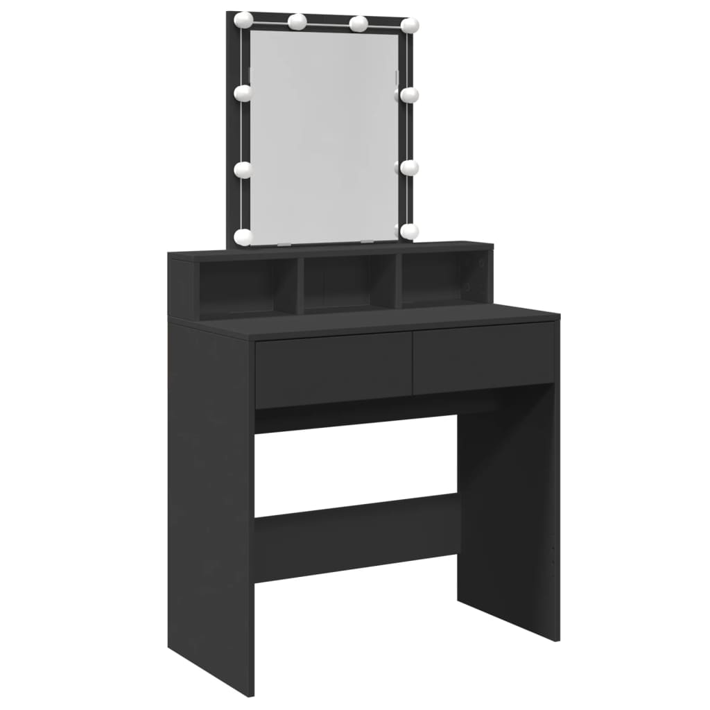 Coiffeuse avec LED noir 80x41x144,5 cm