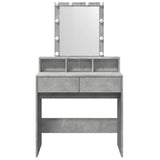 Dressing table with LED concrete gray 80x41x144.5 cm