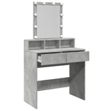 Dressing table with LED concrete gray 80x41x144.5 cm