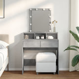 Dressing table with LED concrete gray 80x41x144.5 cm