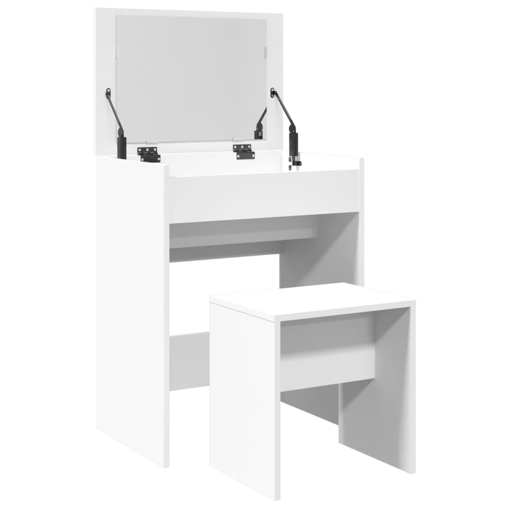 Coiffeuse et tabouret blanc 60x40x113,5 cm