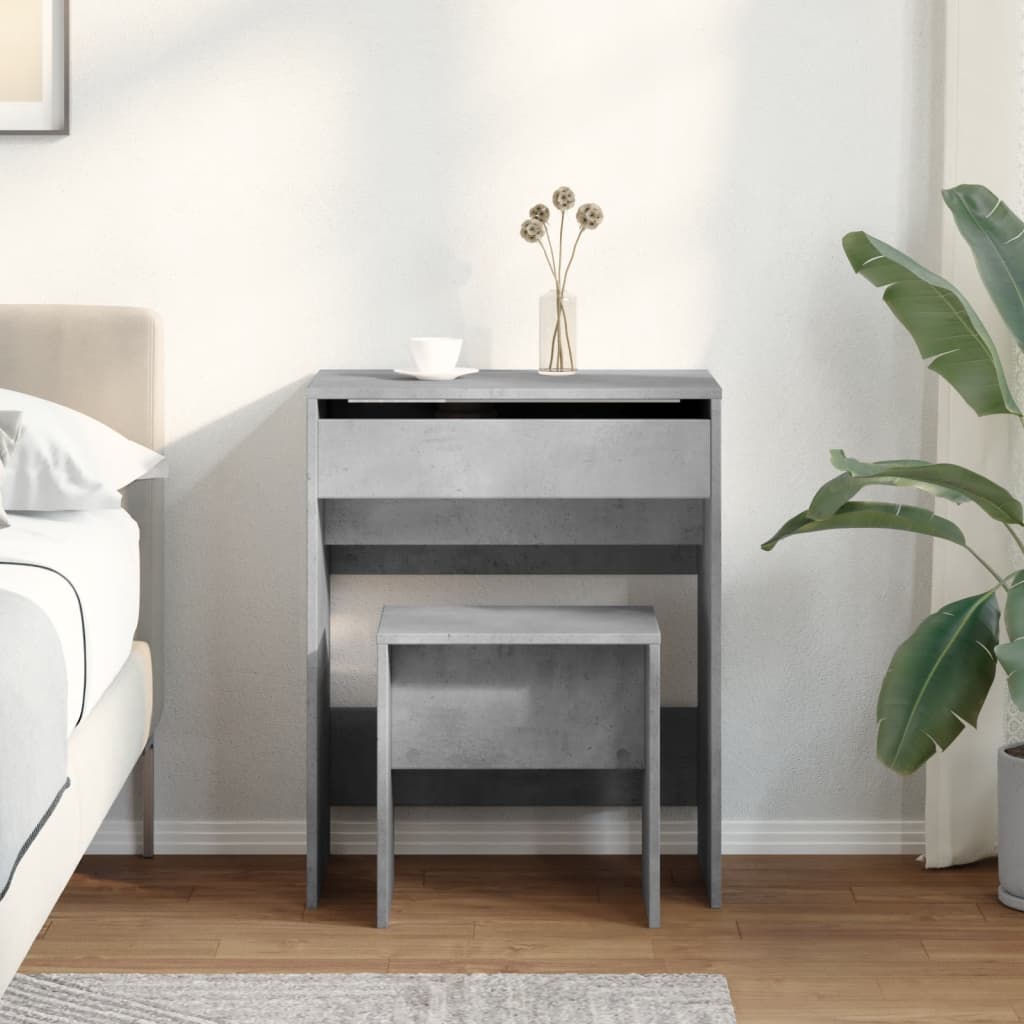 Concrete grey dressing table and stool 60x40x113.5 cm