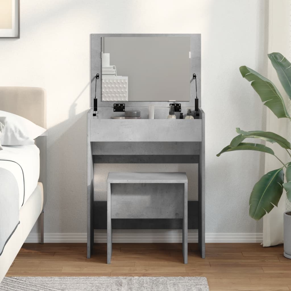 Concrete grey dressing table and stool 60x40x113.5 cm