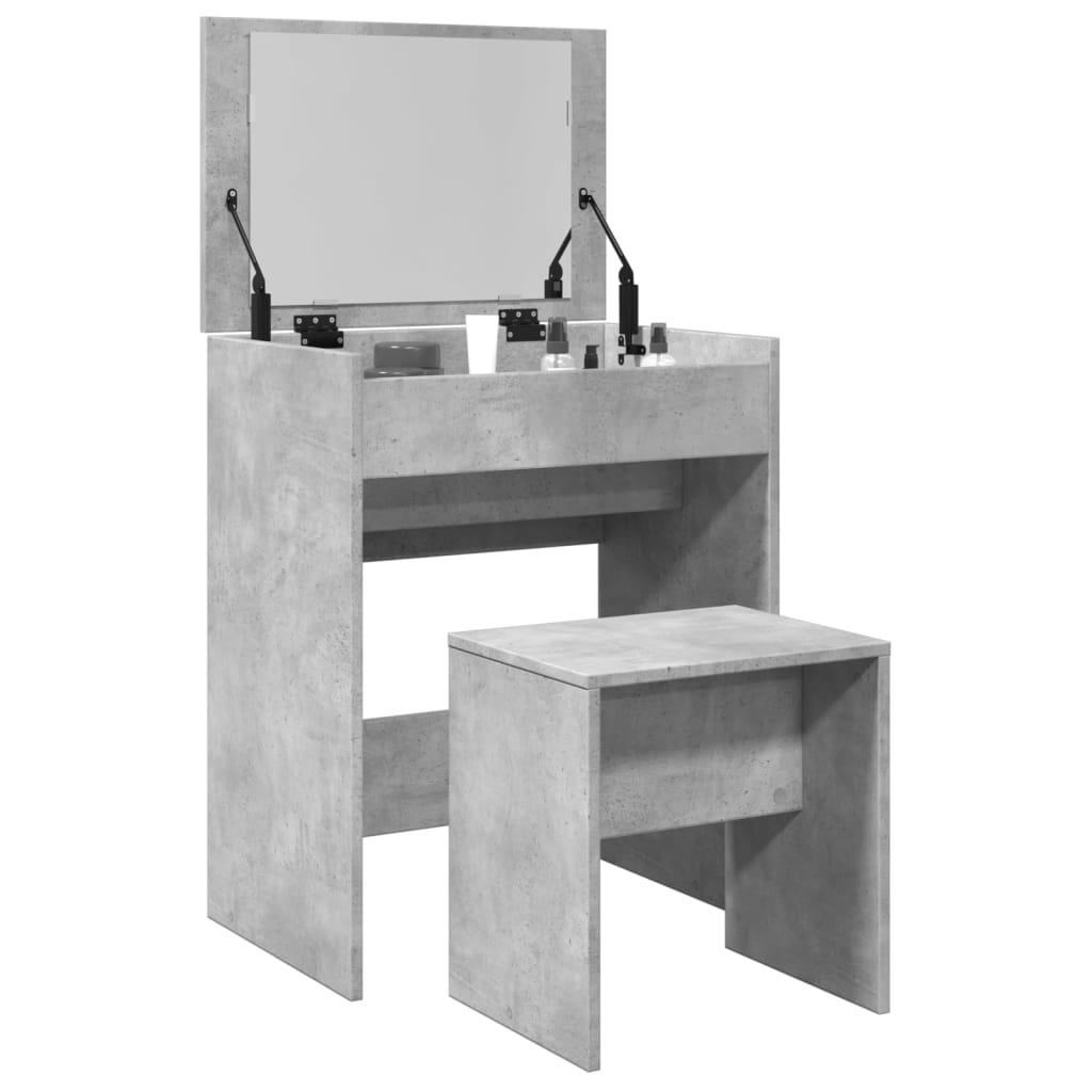 Concrete grey dressing table and stool 60x40x113.5 cm