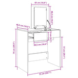 Dressing table with black mirror 73x46.5x120 cm