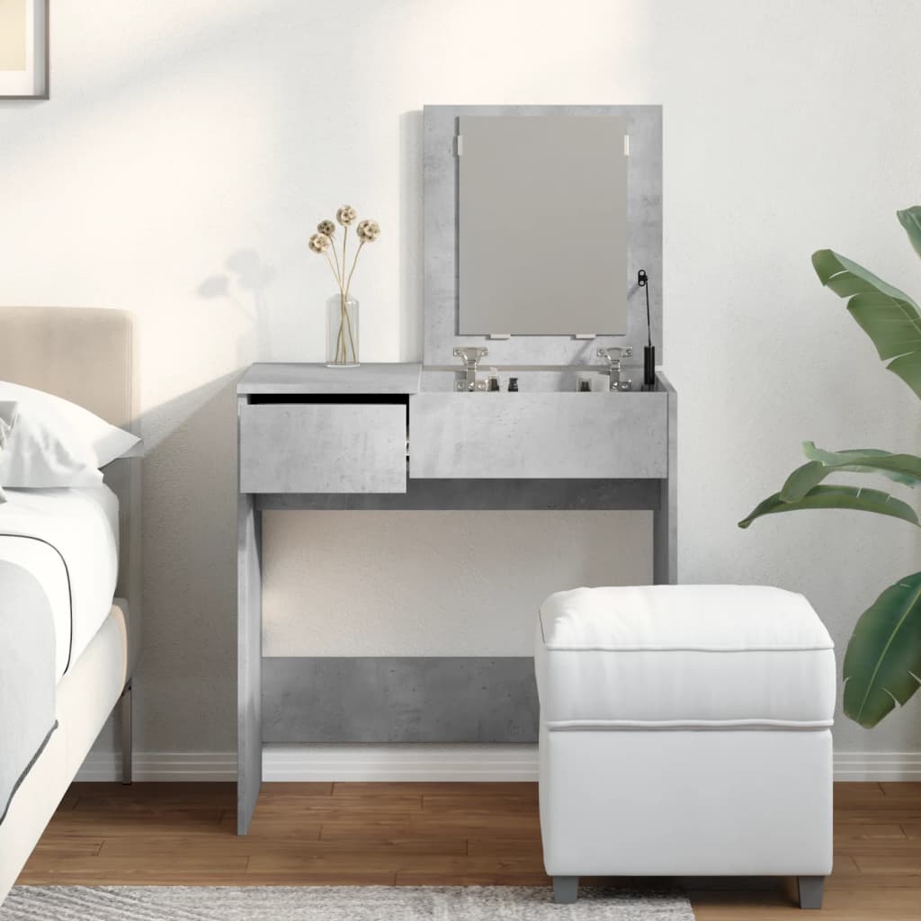 Dressing table with concrete grey mirror 73x46.5x120 cm