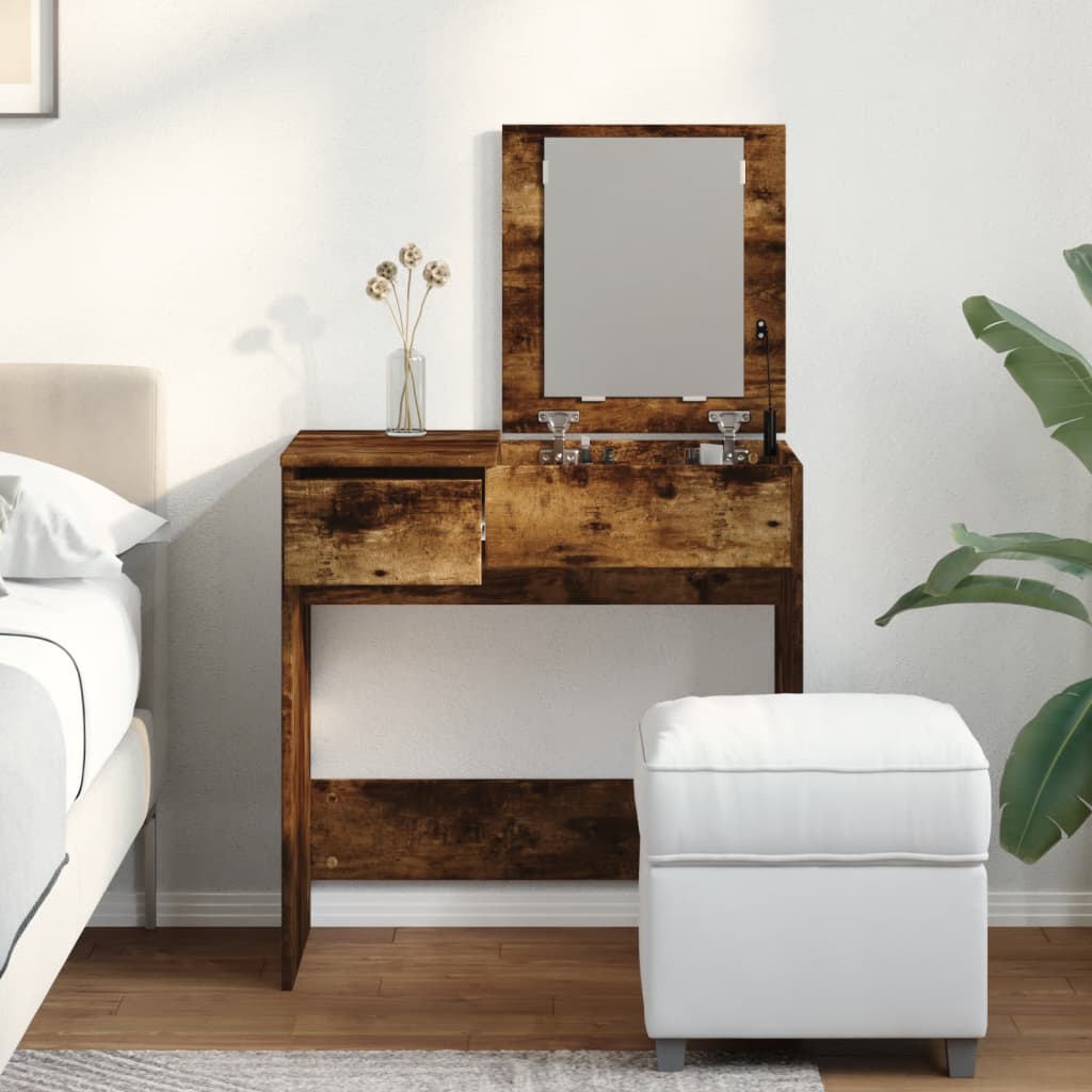 Dressing table with smoked oak mirror 73x46.5x120 cm