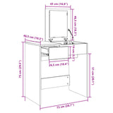 Dressing table with smoked oak mirror 73x46.5x120 cm