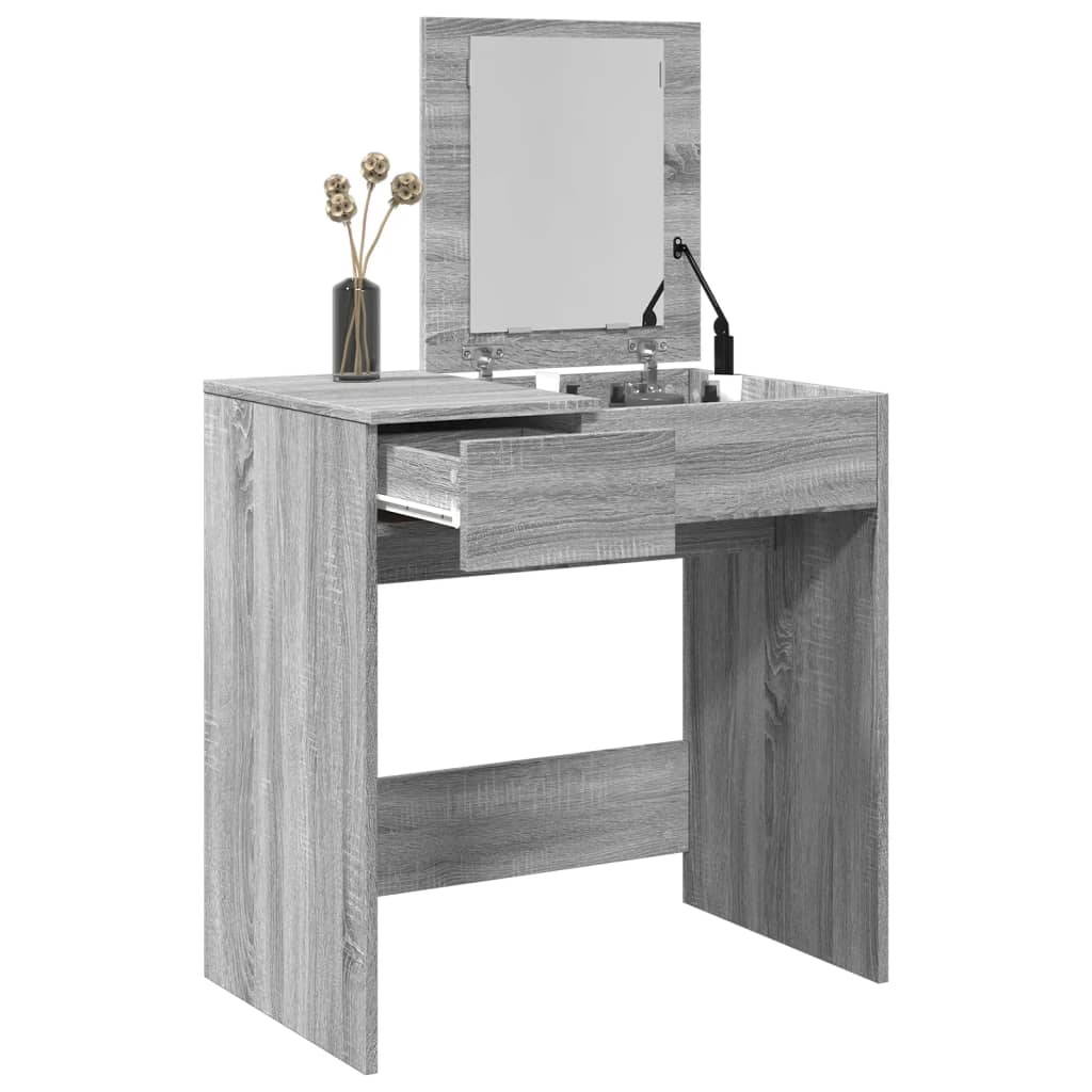 Dressing table with mirror sonoma gray 73x46.5x120 cm