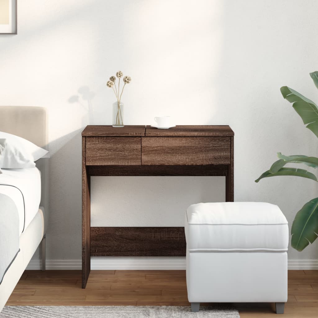 Dressing table with mirror brown oak 73x46.5x120 cm