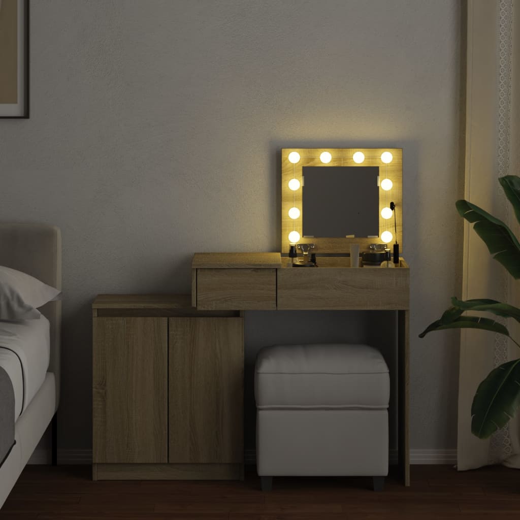 Dressing table with LED sonoma oak 115x37x110.5 cm