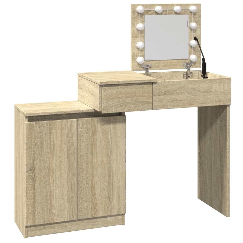 Dressing table with LED sonoma oak 115x37x110.5 cm