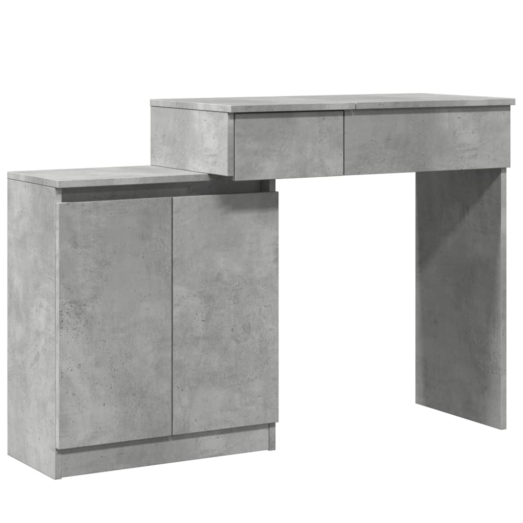 Dressing table with LED concrete gray 115x37x110.5 cm