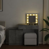 Dressing table with LED concrete gray 115x37x110.5 cm