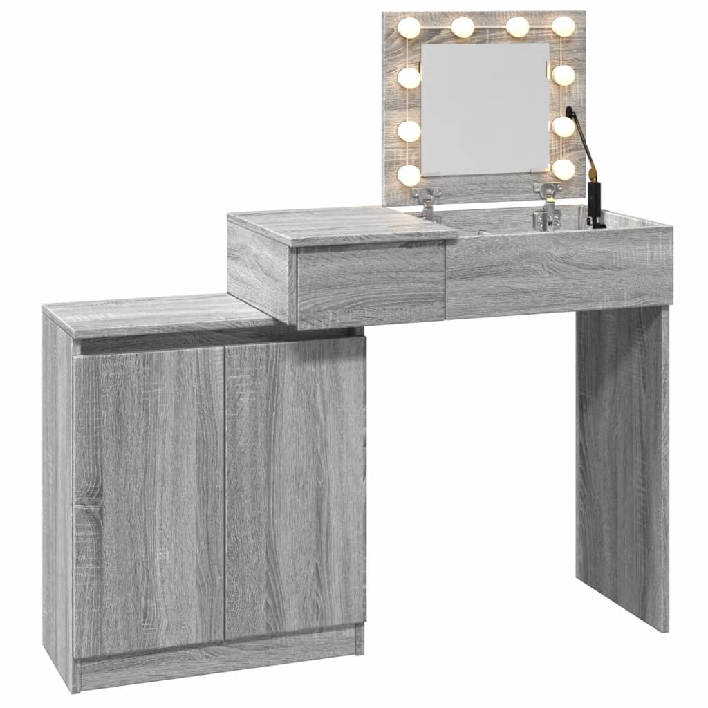 Dressing table with LED sonoma gray 115x37x110.5 cm