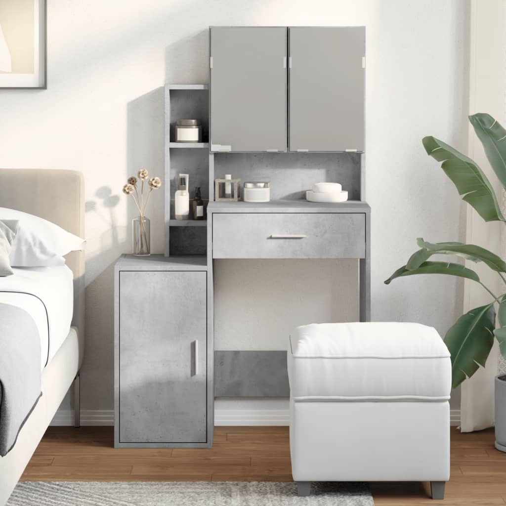 Dressing table with cabinet concrete gray 80x35x132 cm